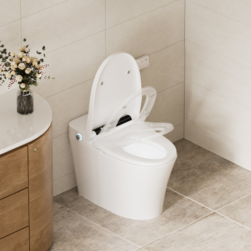 BirchLn Dual-Flush Smart Toilet with Digital Display, Auto/Kick Flush, Auto Open & Close, Heated Seat, Night Light