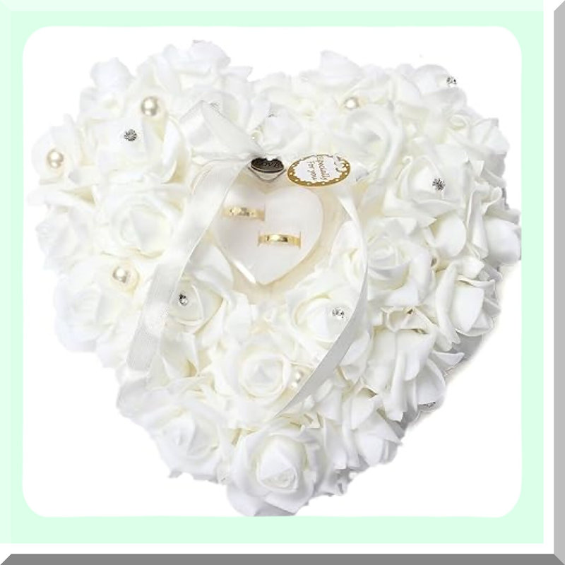 Wedding Ring Pillow with Heart-Shaped Box