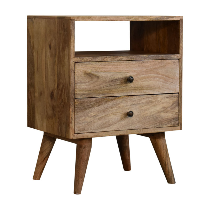 Datura 45cm W Solid Wood Bedside Table, Oak