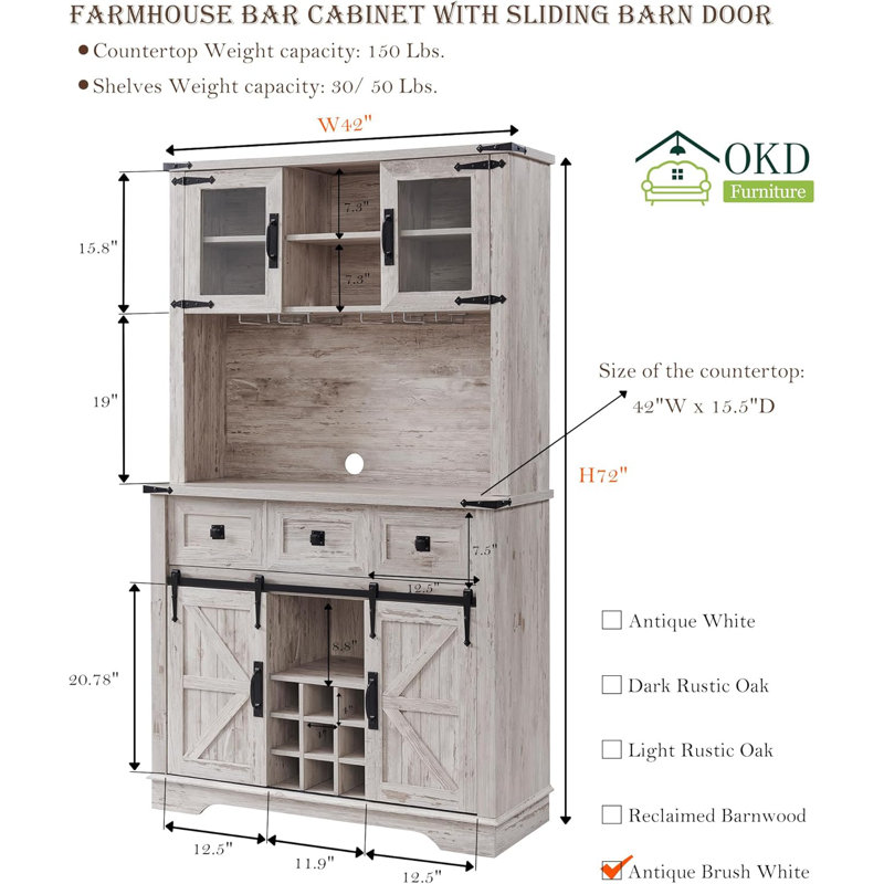 Bar en bois manufacturé Kymbella , Blanc brossé ancien