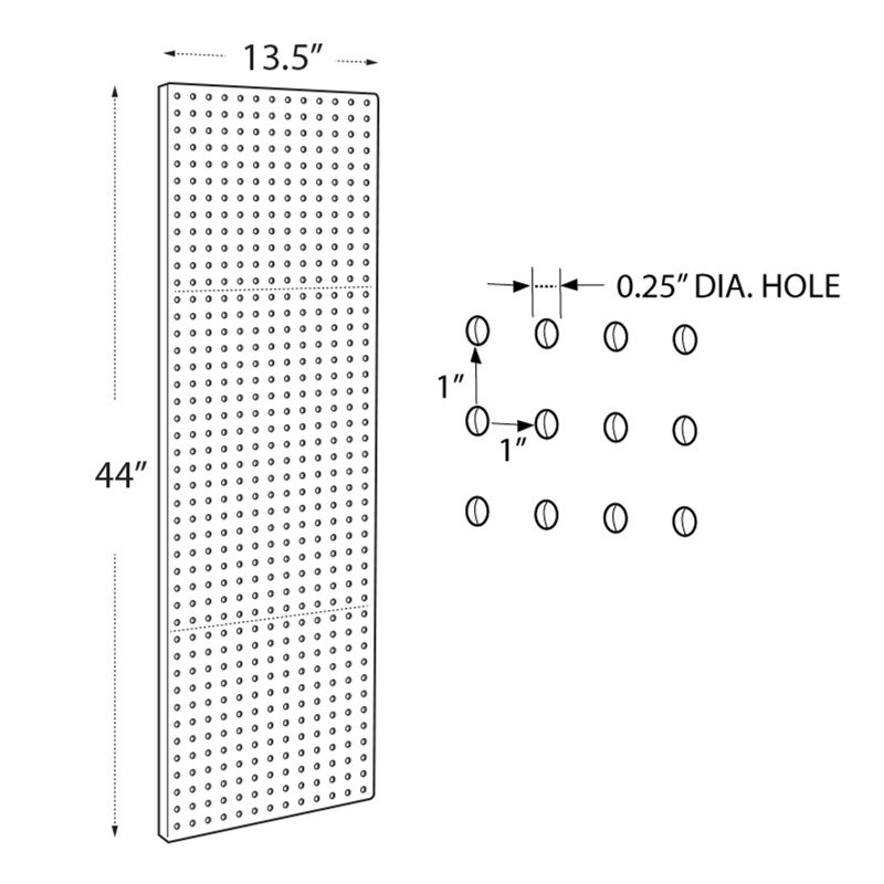 44" H x 13.5" W Pegboard