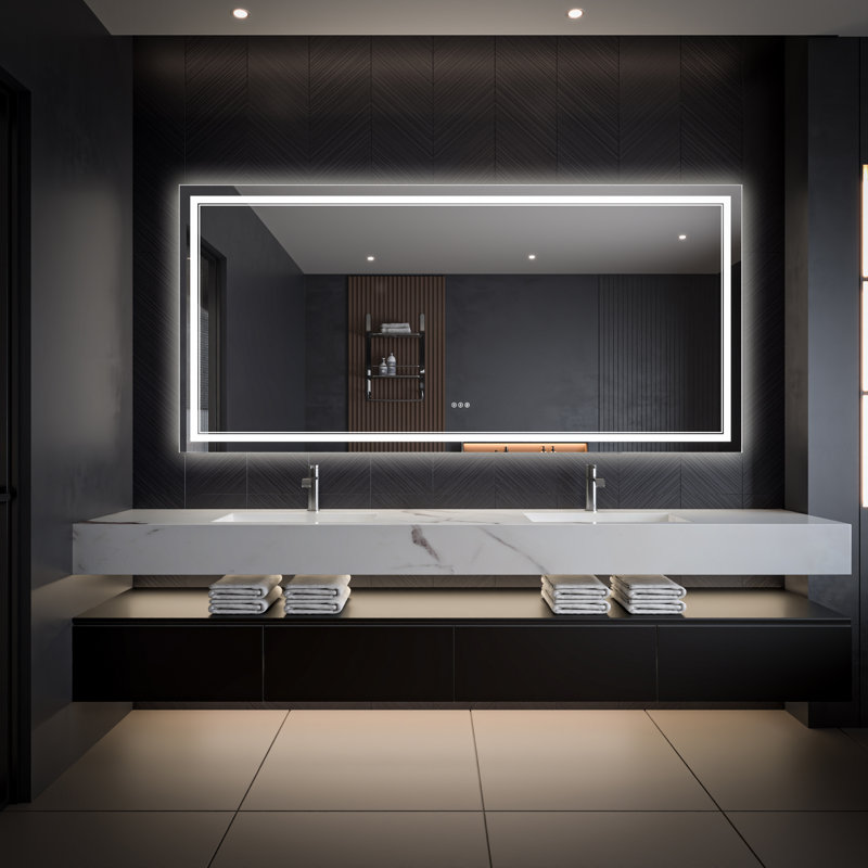 40 po x 84 po Miroir de salle de bain à DEL avec antibuée, lumière à intensité variable et mémoire
