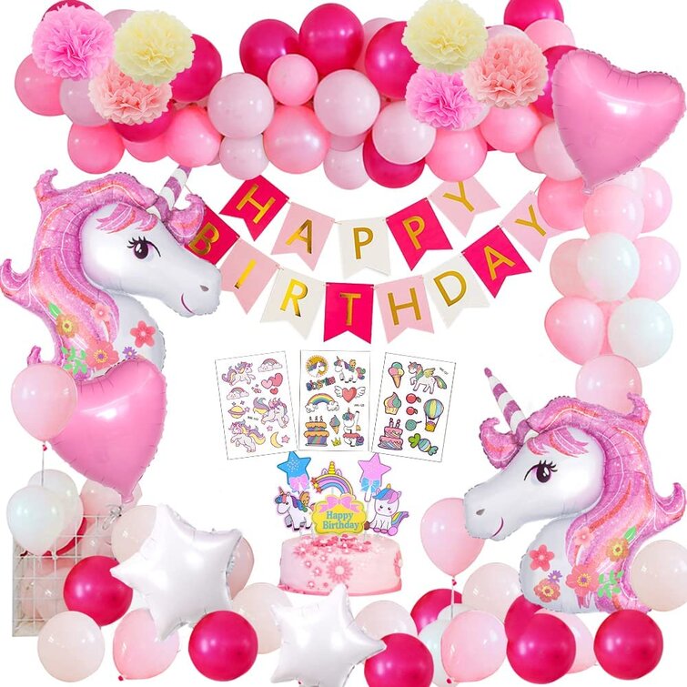 Unicorn Birthday Party Supplies For Girls Serves 24, Unicorn