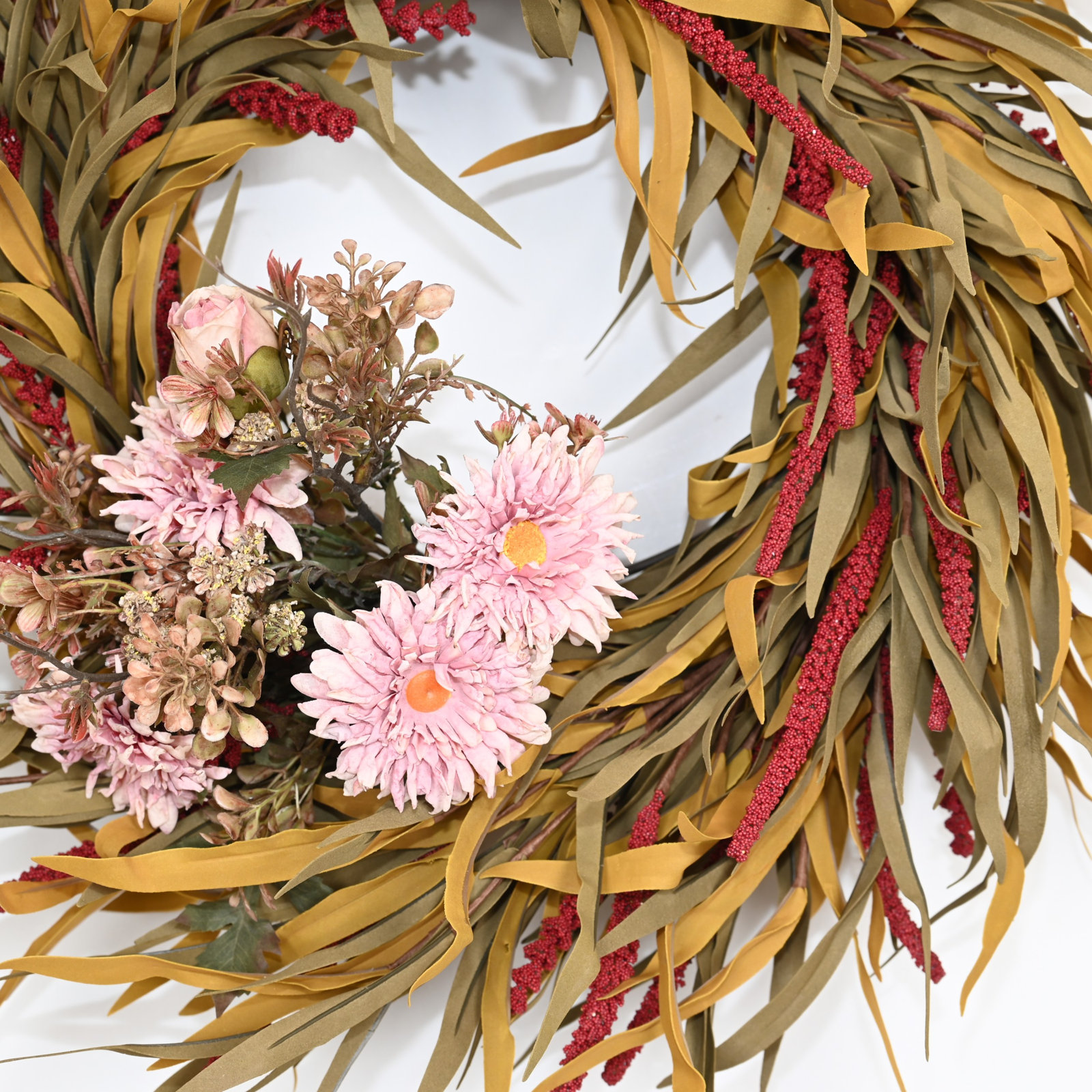24" Handcrafted Orange Thanksgiving Wreath