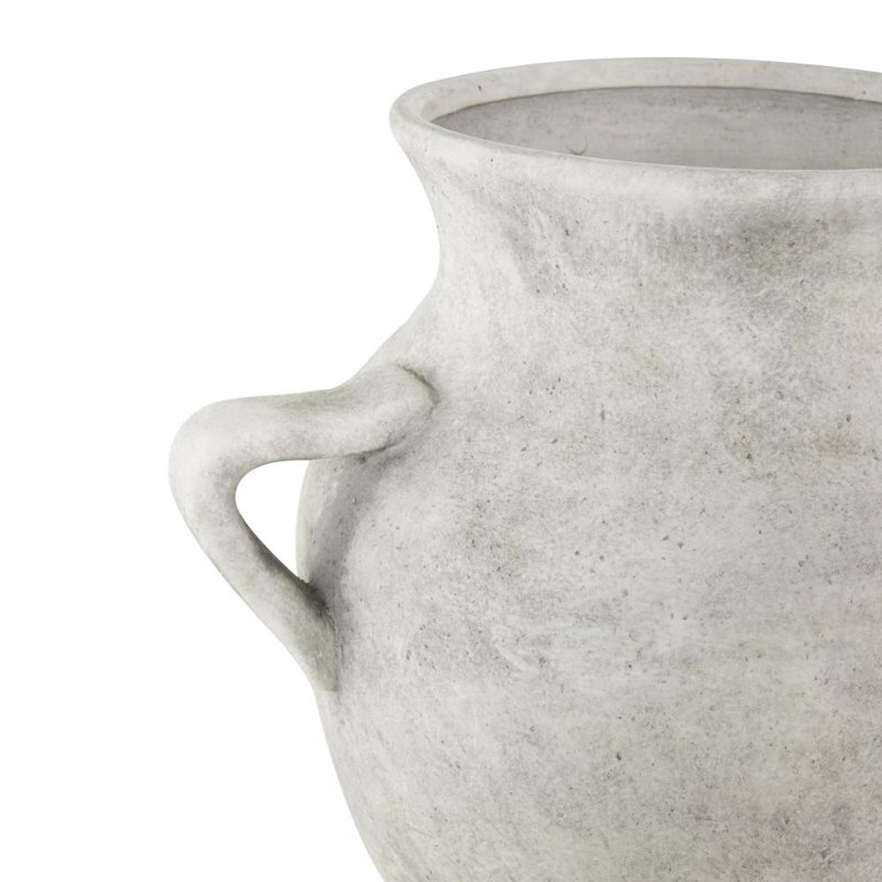 Vase texturé en céramique avec ombrages et poignées, Blanc
