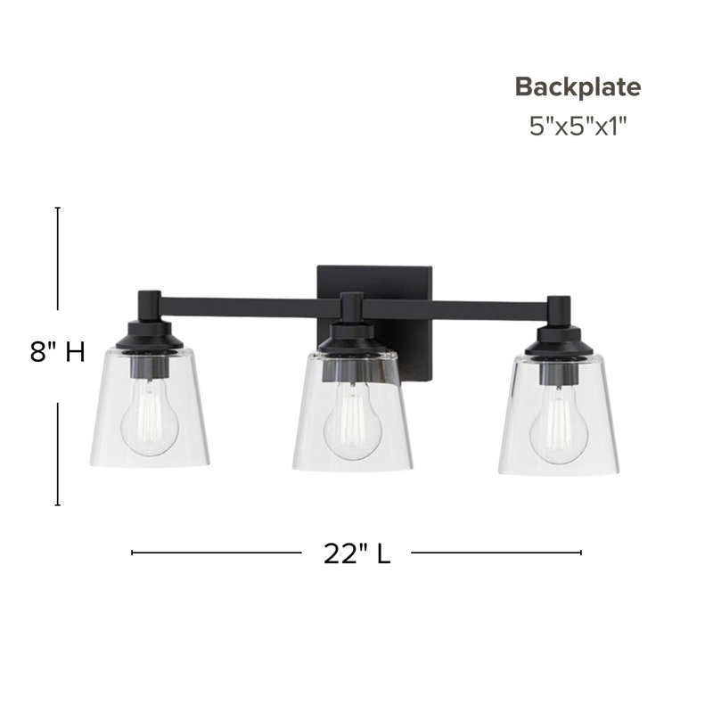 Montford 3-Light 6.25” Wide Vanity Light, Matte Black