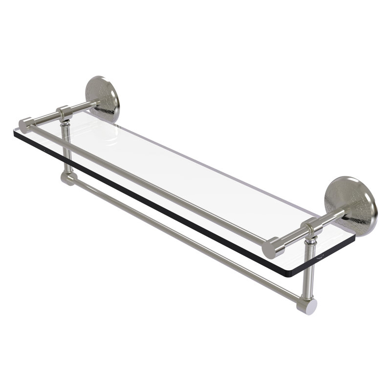 Tilney Bracket Shelf with Towel Bar, Satin Nickel, 5'' H X 22'' W X 5.5'' D