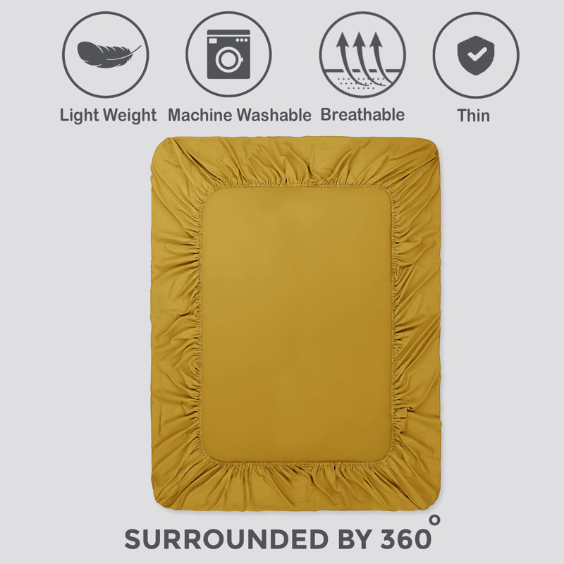 Javiyon Flannel Brushed Fitted Sheet, Double, Ochre