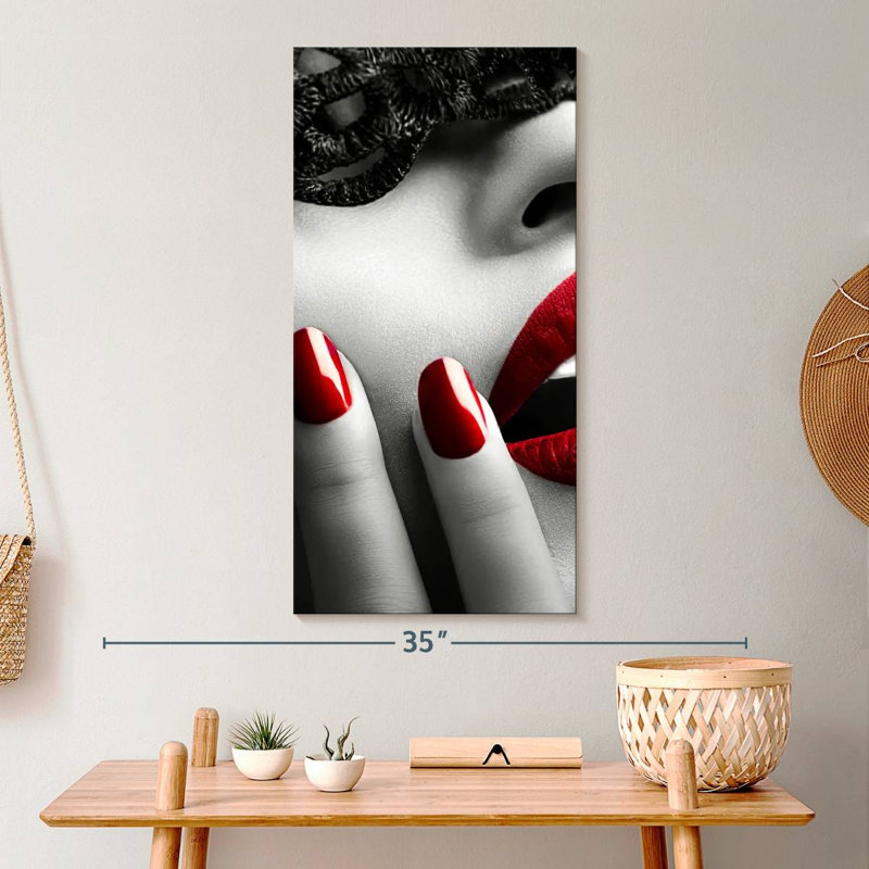 Impression sur toile «Red Lips», H 15 po x l 30 po x P 1,25 po