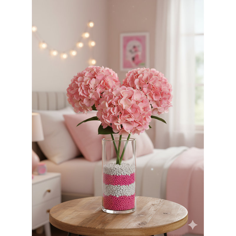 Tige romantique d'hortensia rose 18 pouces - charmant diamètre de 7 pouces