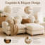 Canapé d'angle Channell 2 places en chenille avec pouf amovible, assise profonde avec 4 coussins décoratifs, dossier et accoudoirs arrondis, pieds en bois massif pour salon-774280857
