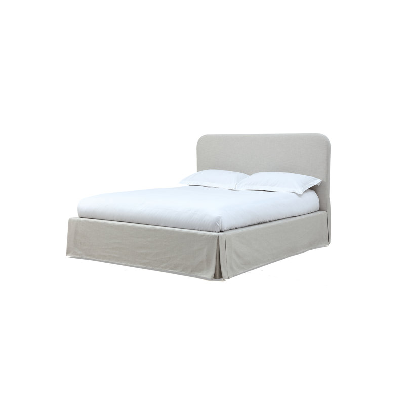 Lit plateforme tapissier Miya, Reine, Crème