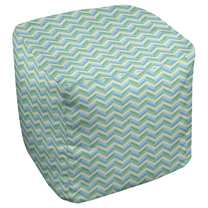 Repose-pieds cube à chevrons Leffel, Bleu / vert, H 19,5 po x L 117 po x P 20 po