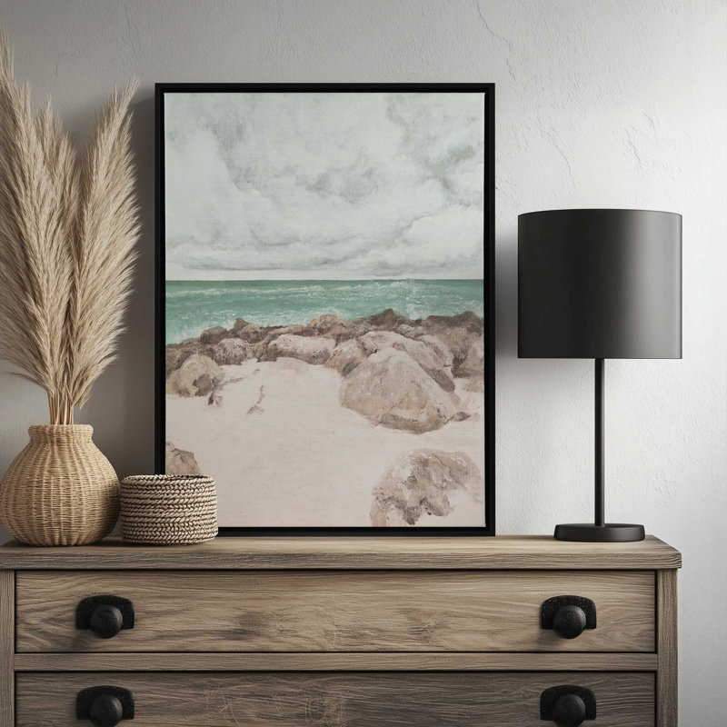 «Rocky Coast» par Kamdon Kreations, reproduction d'art, L 24 po x H 32 po, Brun, Toile avec cadre
