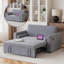 3 Seater Linen Sofa Bed-215868374