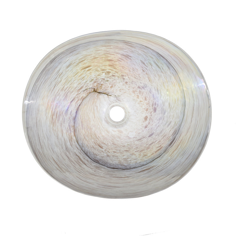 Murano Beachcomber Glass Handmade Oval Vessel Bathroom Sink, Beachcomber