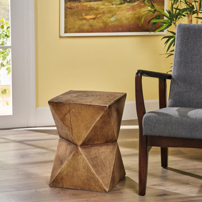 Table d'appoint en béton peinte à la main avec nuance abstraite - attrait léger