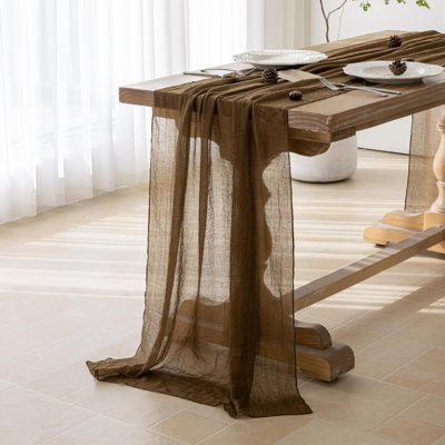 Paquet de 3 chemins de table en étamine 10 pi rouge 120 po Boho Gauze