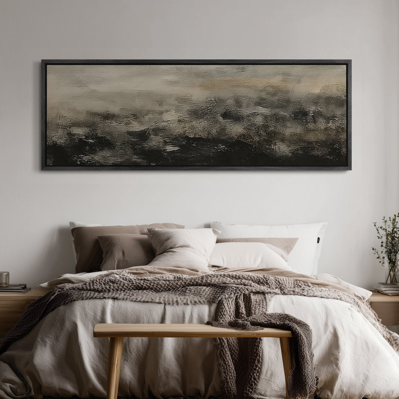 Très grand art mural rétro encadré pour art classique, H 20 po x l 60 po, Noir