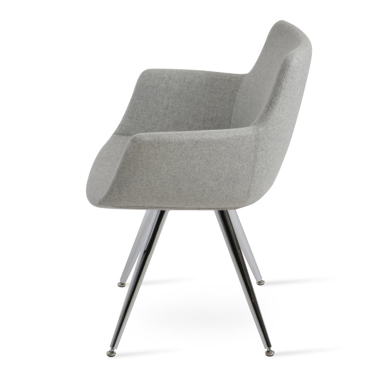 Chaise avec accoudoirs Bottega, Laine argentée