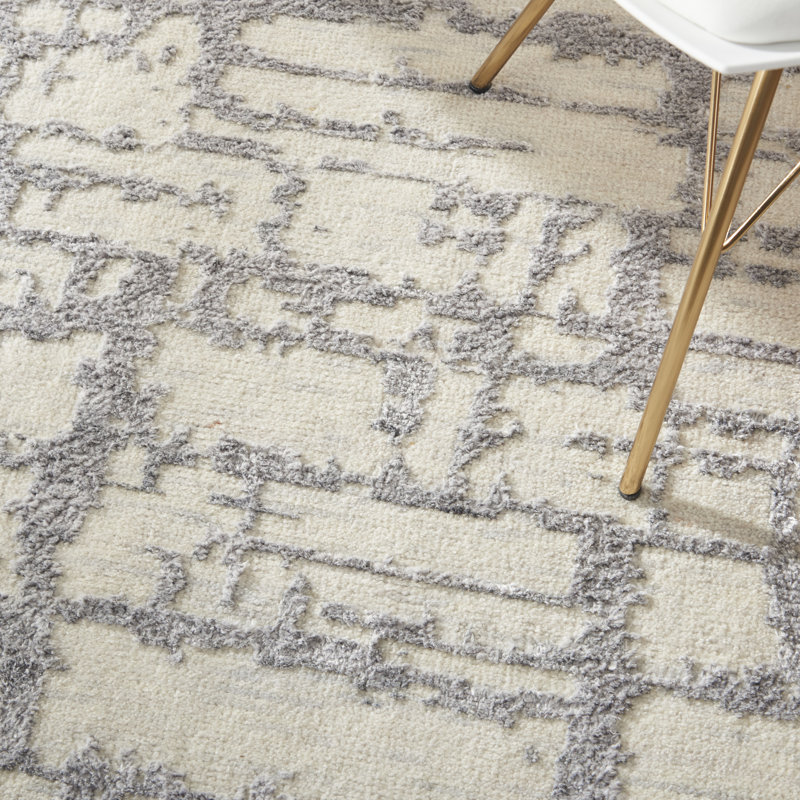 Nourison Taylorrose 8'6" x 11'6" Ivory Grey Modern Indoor Rug, Rectangle 8'6" x 11'6", Ivory Gray