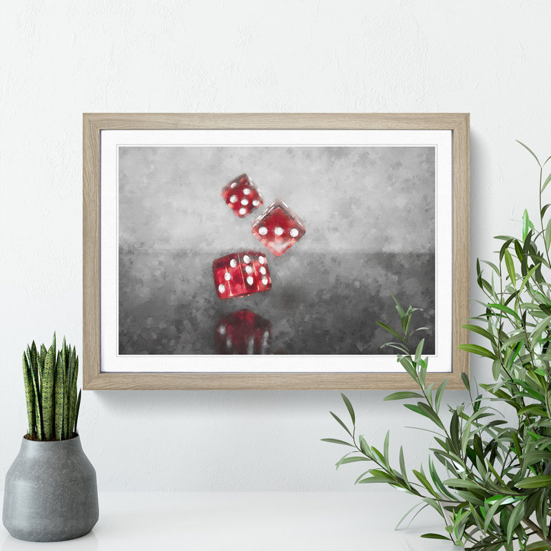 Rolling the Dice - Picture Frame Painting, 27cm H x 36cm W x 2cm D, Oak Framed