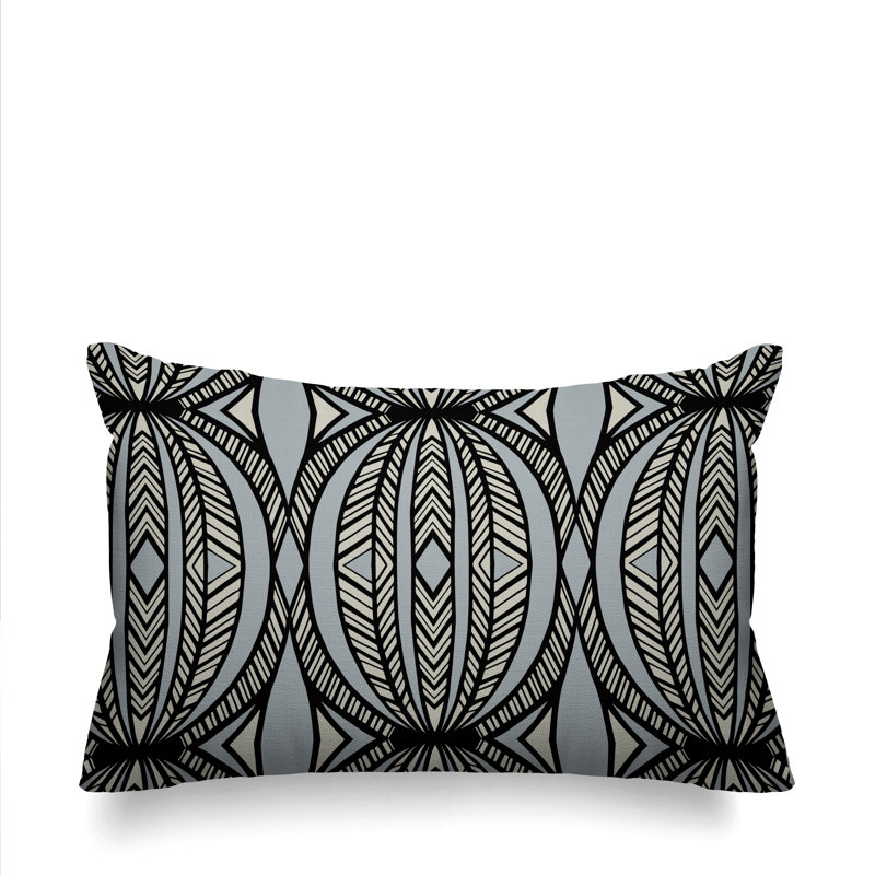  Housse de coussin rectangulaire pour l'extérieur Tribal, Gris