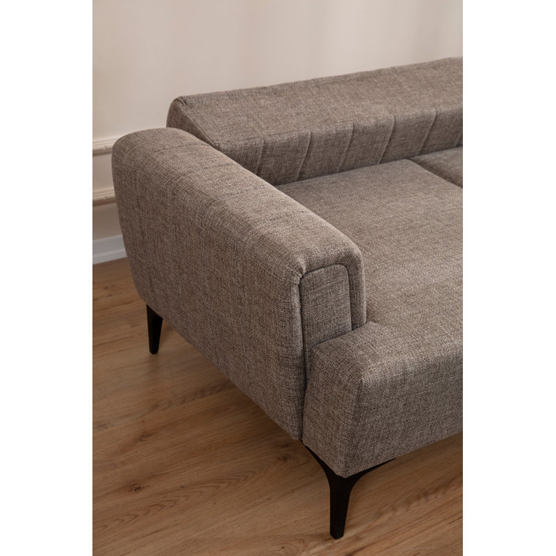 Élégant canapé-lit d'angle, brun clair, 106,3 x 55,1 x 30,3 pouces | Structure en bois de hêtre durable et en carton, tissu 100% polyester | Mécanisme de dossier pivotant, tissu facile à nettoyer, parfait pour les petits espaces et les chambres d'amis