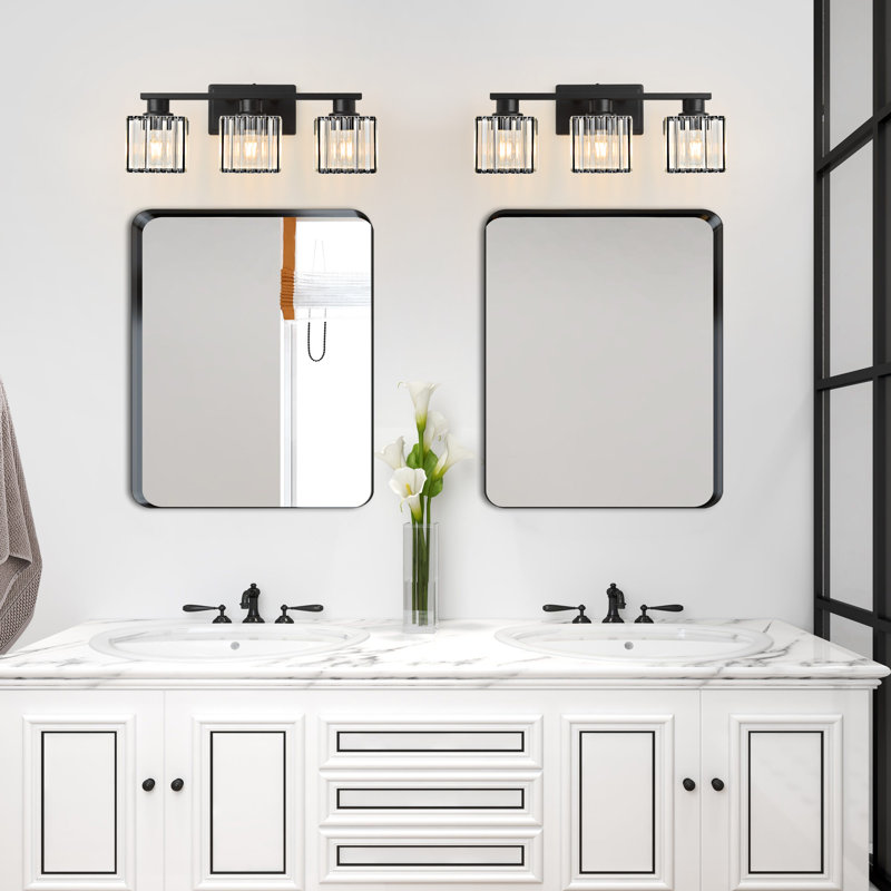 Éclairage pour meuble-lavabo à à intensité variable avec abat-jour en cristal Fiorela, Noir, noir, noir, noir, 3