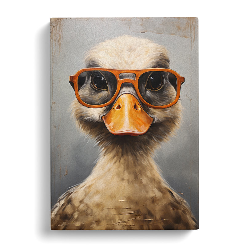 Duck With Glasses Painting - Print, 76cm H x 50cm W x 3cm D