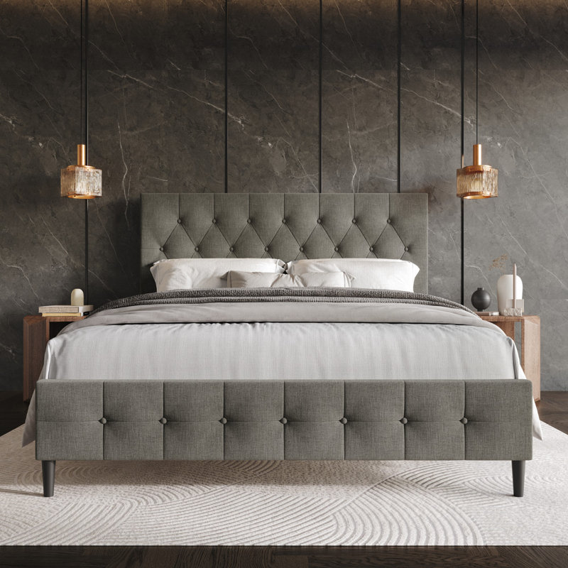 Medardus Upholstered Platform Bed, Twin, Gray