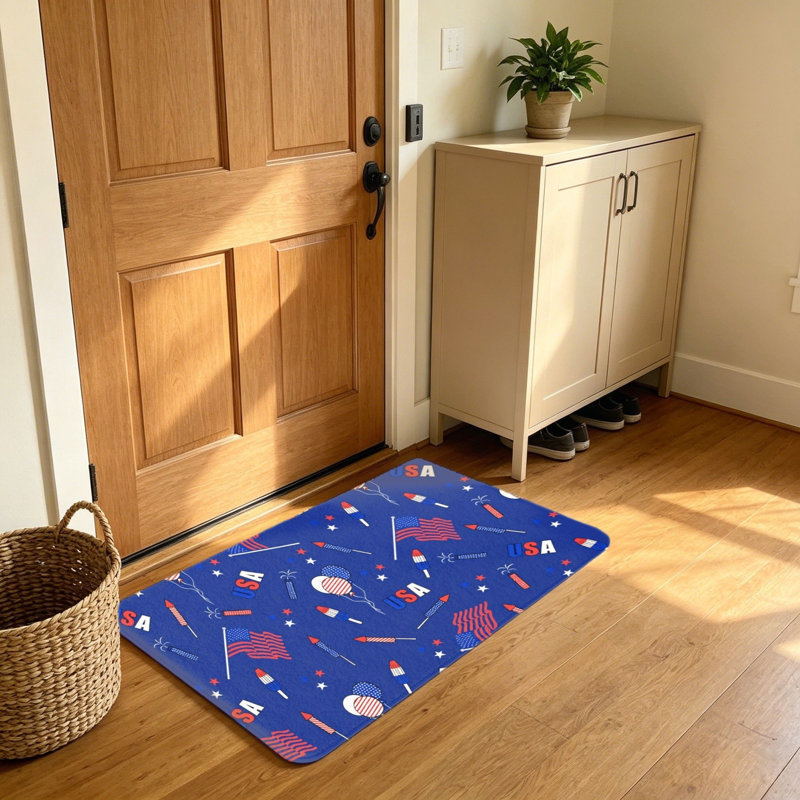 Tapis de réception patriotique USA Firework, 20 x 32 po, Jour de la porte, usage domestique