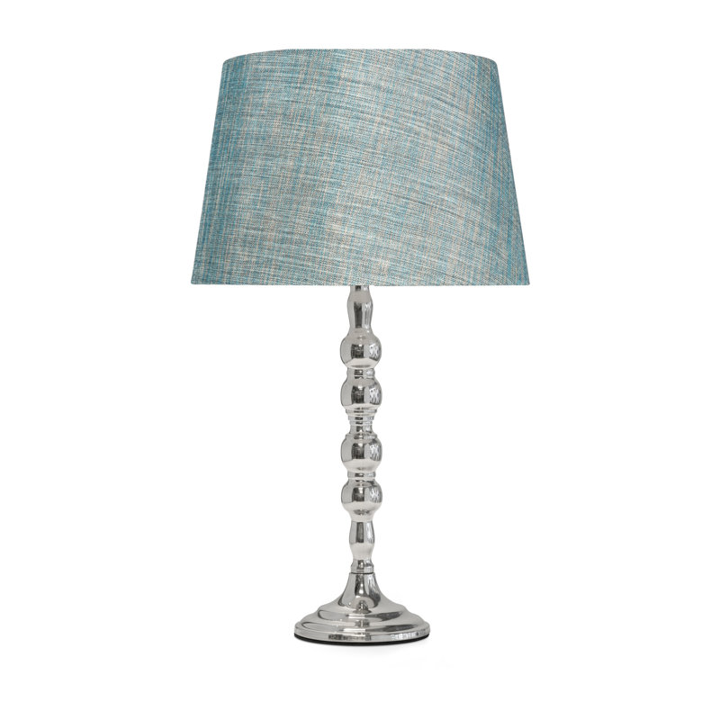 Waukena 50cm Candlestick Table Lamp, Blue/Gold, 50cm H x 30cm W x 30cm D, Silver
