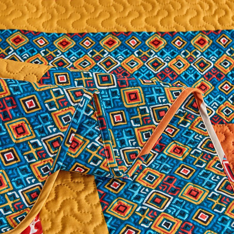 Ensemble de courtepointe réversible en microfibre 3 pièces QSM04210203, Courtepointe très grand + 2 taies d'oreiller