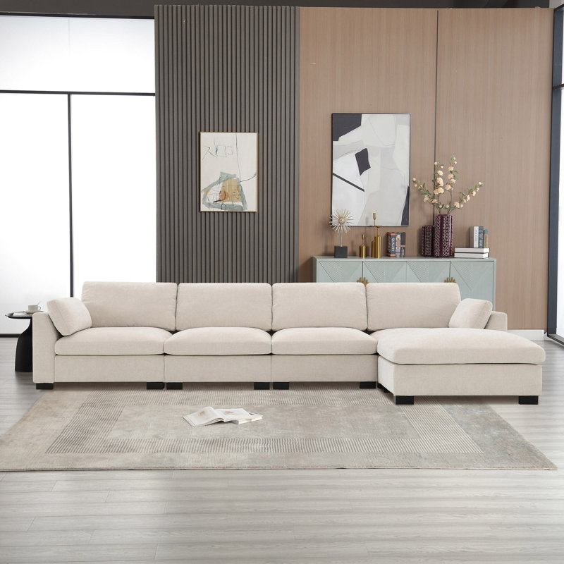 Canapé modulaire en L 130 po Jibria, Beige