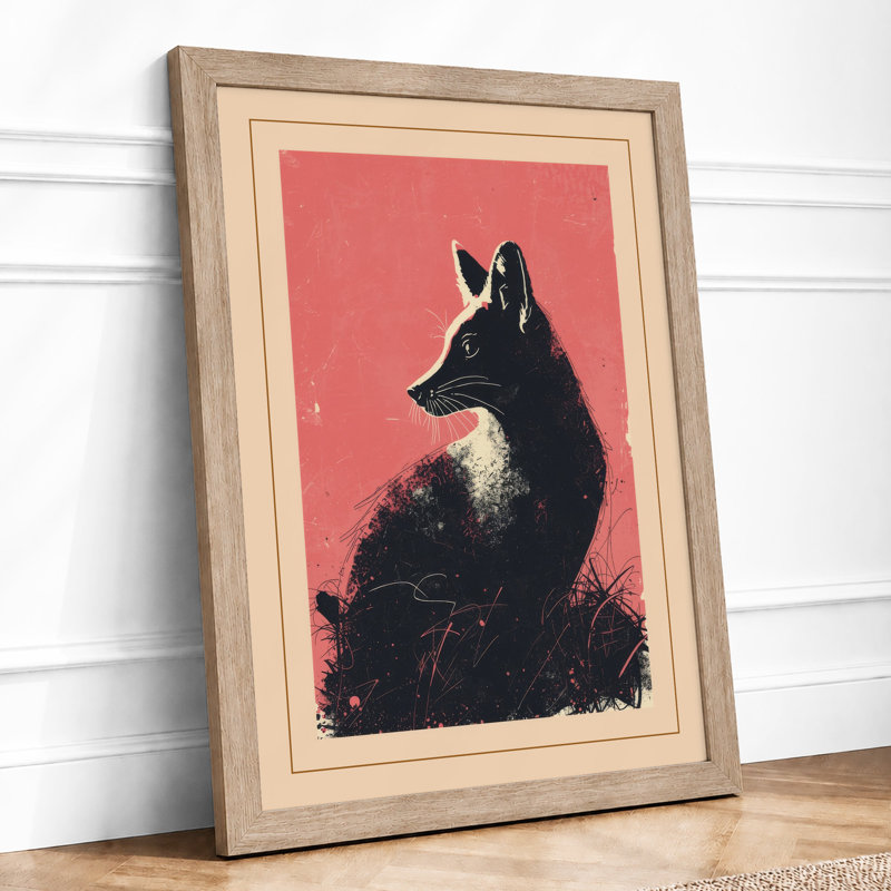 Watchful Fox Boho - Framed Print, Oak, A3 - 42.0 x 29.7 cm