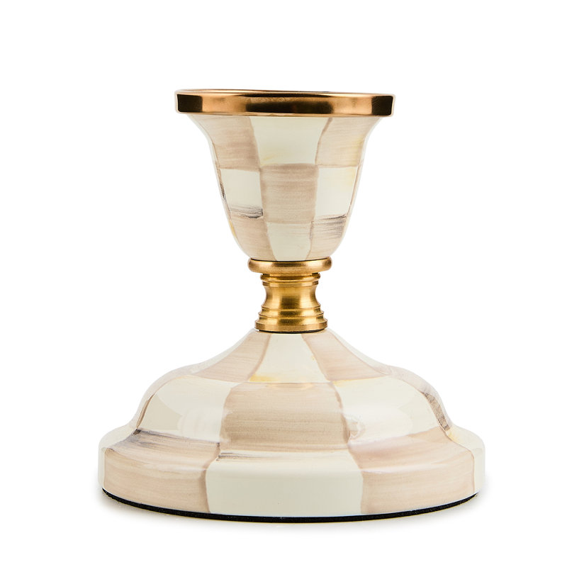 Mocha Check Pillar Candlestick