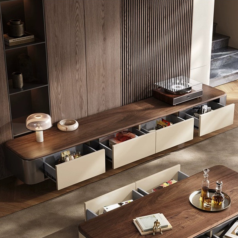 Meuble télé en bois massif, 86.61"