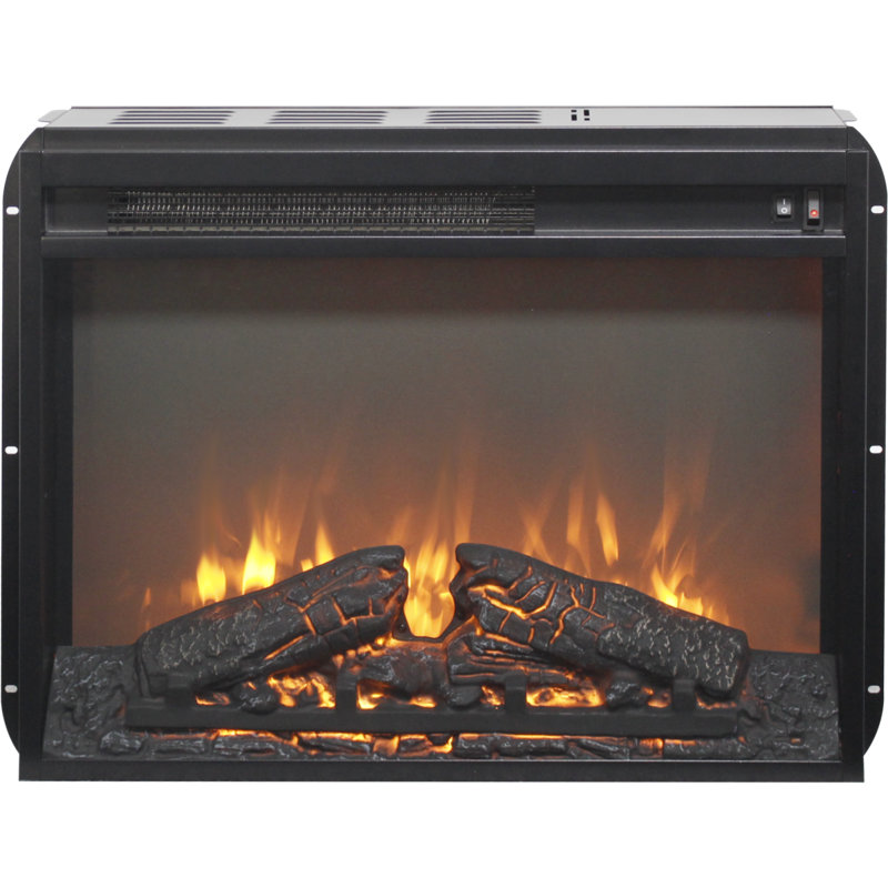 23 Inch Electric Fireplace Insert Heater With Log Set & Realistic Flame, Overheating Protection Without Control