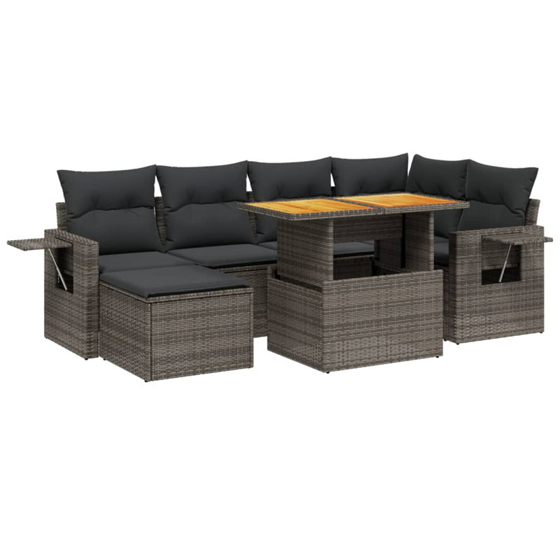 Ensemble de canapé de jardin Vidaxl gris, gris foncé, ton de bois naturel