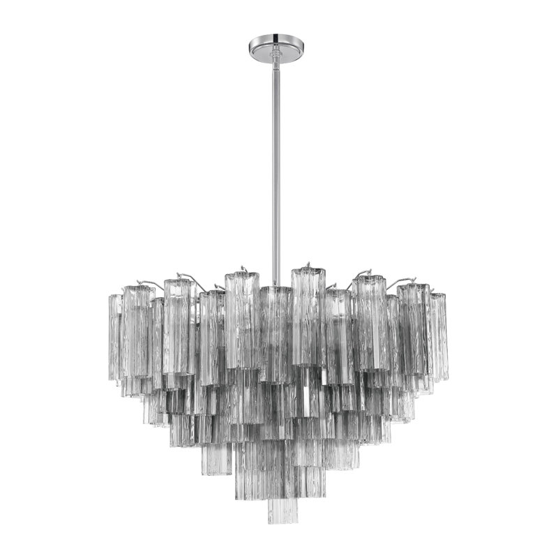 Dimmable Tiered Chandelier, Polished Chrome, Black, 21.5" H x 32" W x 32" D