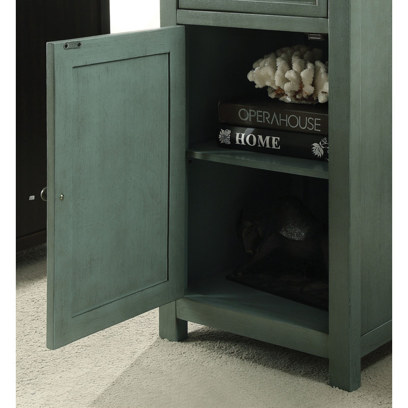 End Table, Antique Teal