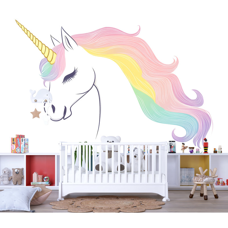 Murale licorne, licorne arc-en-ciel, décoration murale chambre d'enfant, chambre d'enfant, art 217Mv, H 35 po x l 18 po
