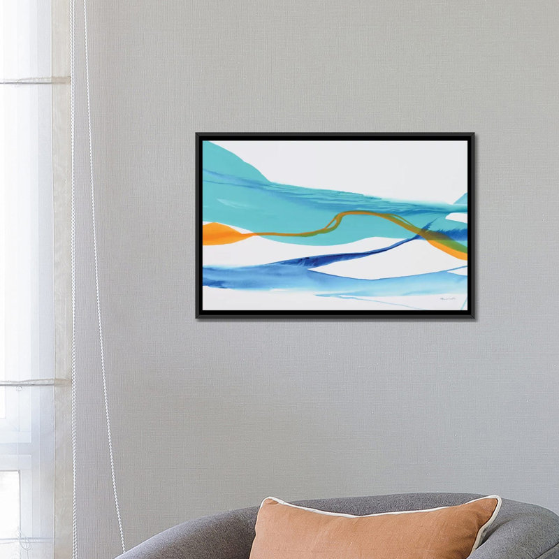 « near cold lake », reproduction d’art sur toile tendue, H 18 po x l 26 po x P 1,5 po, Toile avec cadre noir, Pas de tapis