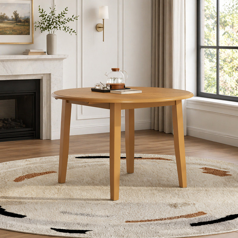 Table de salle à manger extensible ronde pour 2 à 4 personnes, table de salle à manger pliante en bois avec taille réglable, conception peu encombrante pour les petits appartements et les salles à manger