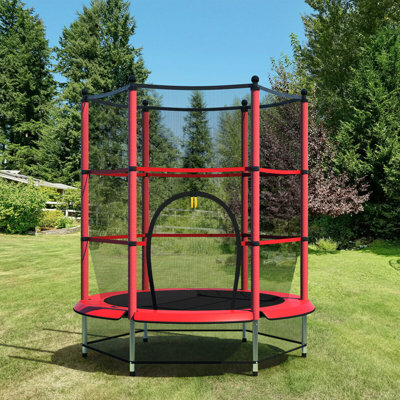 Trampoline de jardin hexagonal 55 po avec enceinte sécuritaire gymax