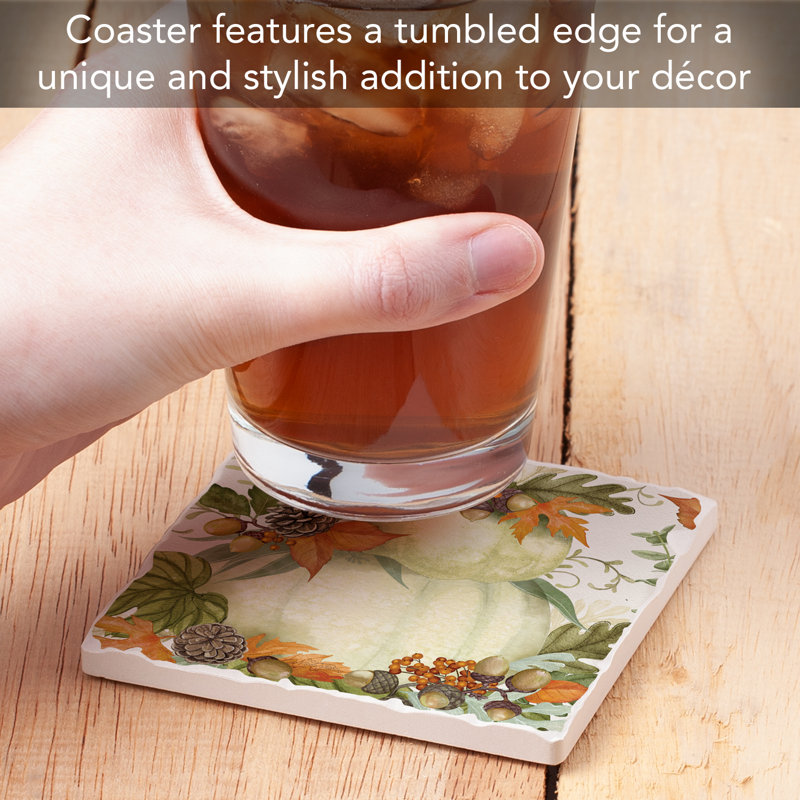 Farmhouse Pumpkin Stack Single Tumbled Tile Coaster Create Your Own Set