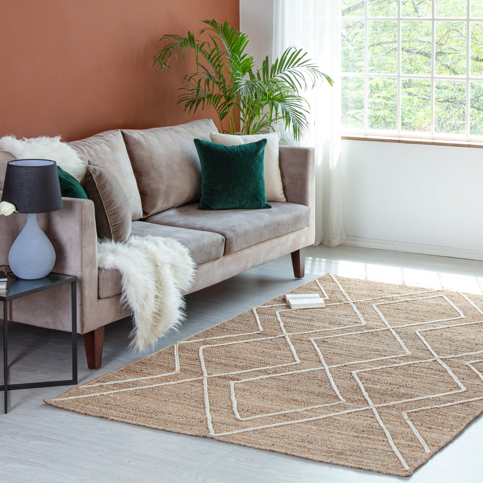 Miriam Brown Hand-Loomed Geometric Jute Rug, Rectangle 8' x 10'