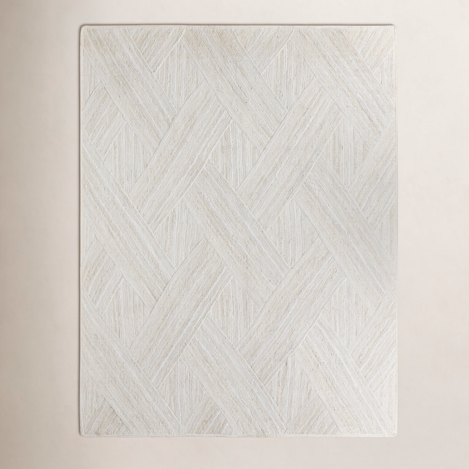 Lizbeth Cream Hand-Woven Geometric Jute Rug, Rectangle 6' x 9'