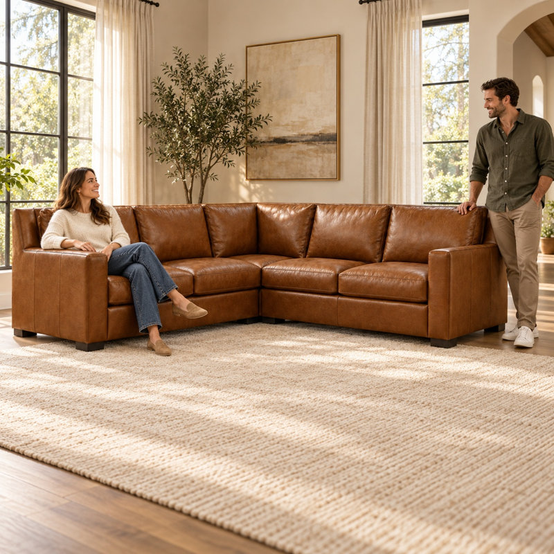 Cabo RAF Timeless 100% Top Grain Leather Sofa, Made to Order, Mars Tan
